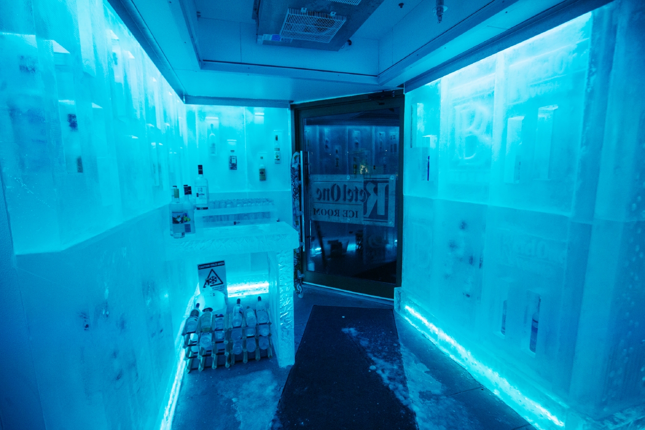 What has a Vodka Ice Room, Champagne Sabering & a 60k bottle of Cognac