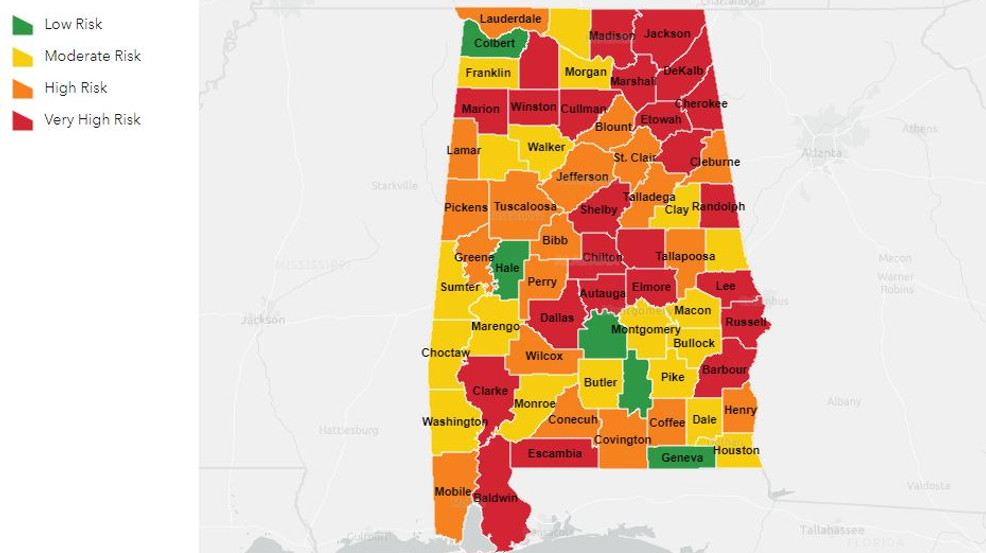 State of Alabama launches new colorcoded COVID19 map WPMI