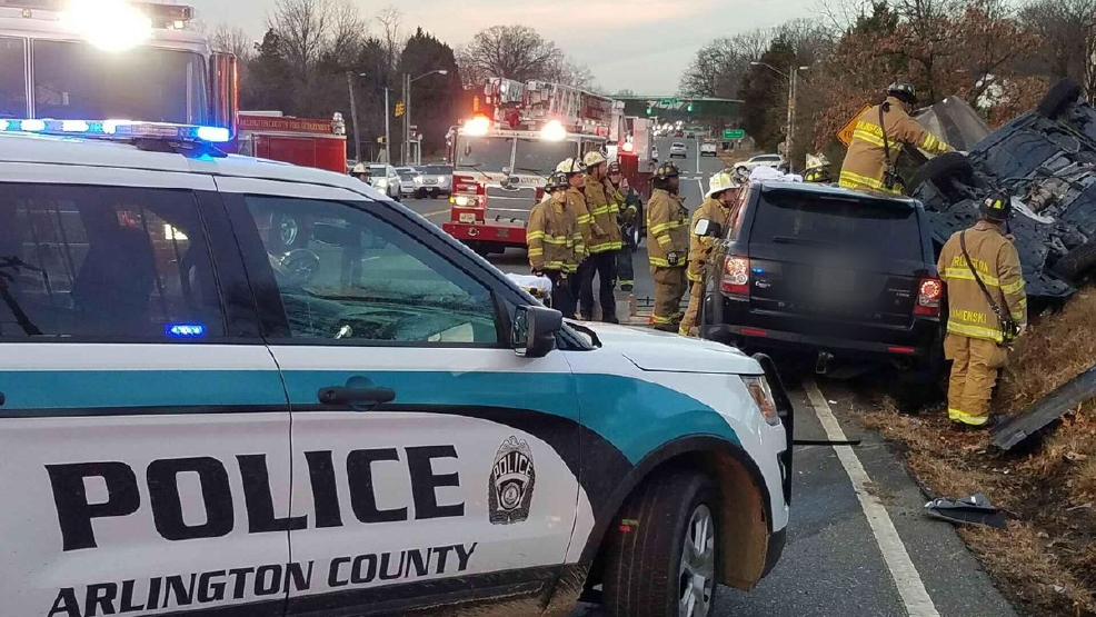 Car overturns leaving 1 person trapped inside vehicle in Arlington WJLA